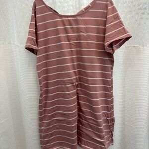 Striped Mauve Casual Dress